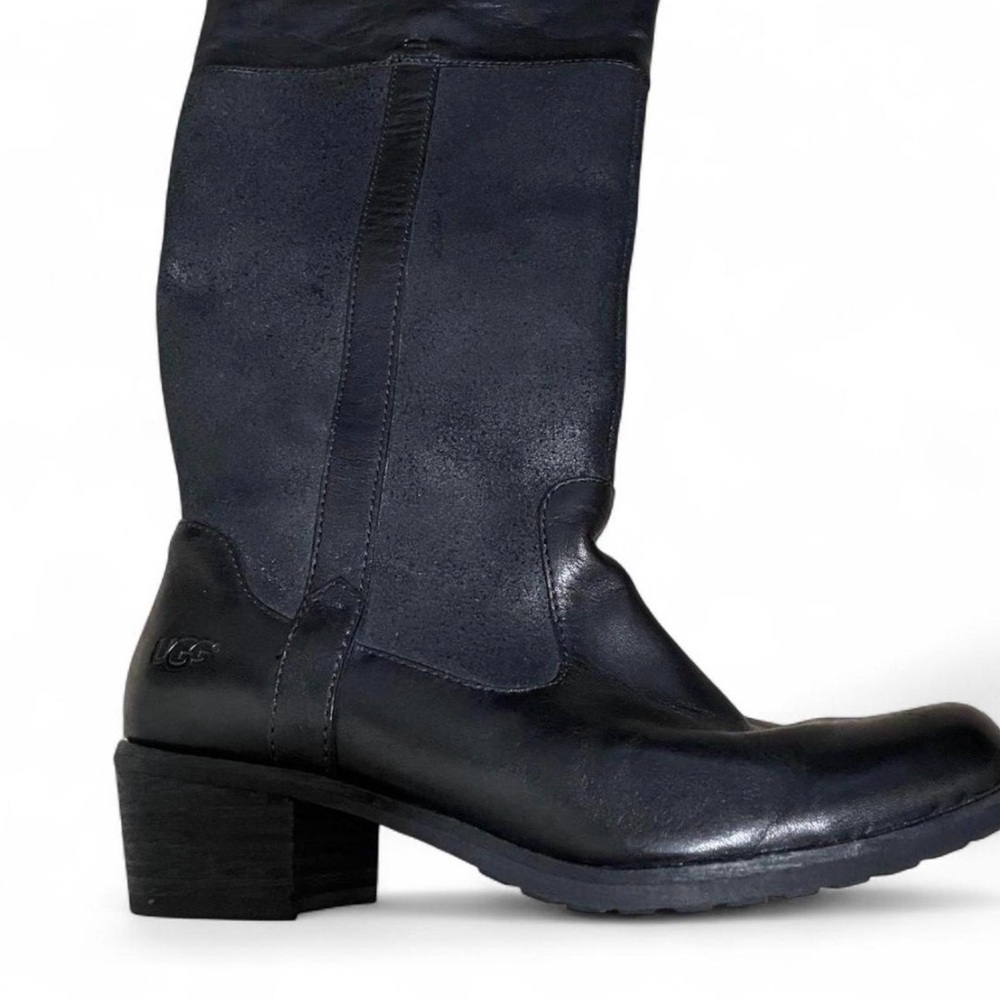 UGG Australia‎ Cassis Black Leather and Suede Tall Riding Boots S/N 1008719